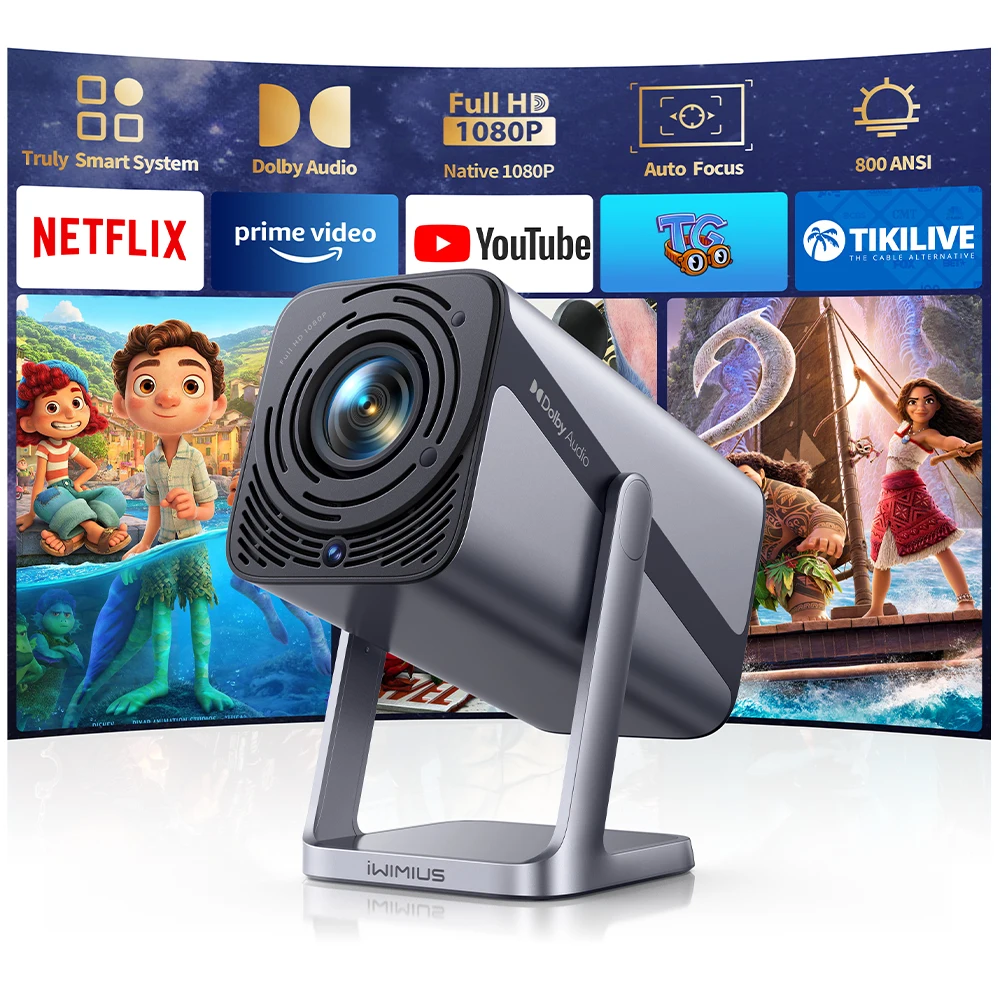 

IWIMIUS 4K Projector Netflix Officially 800ANSI Native 1080P Auto Focus & Keystone 30000 lumens BT5.2 WIFI6 Portable 360° Rotate