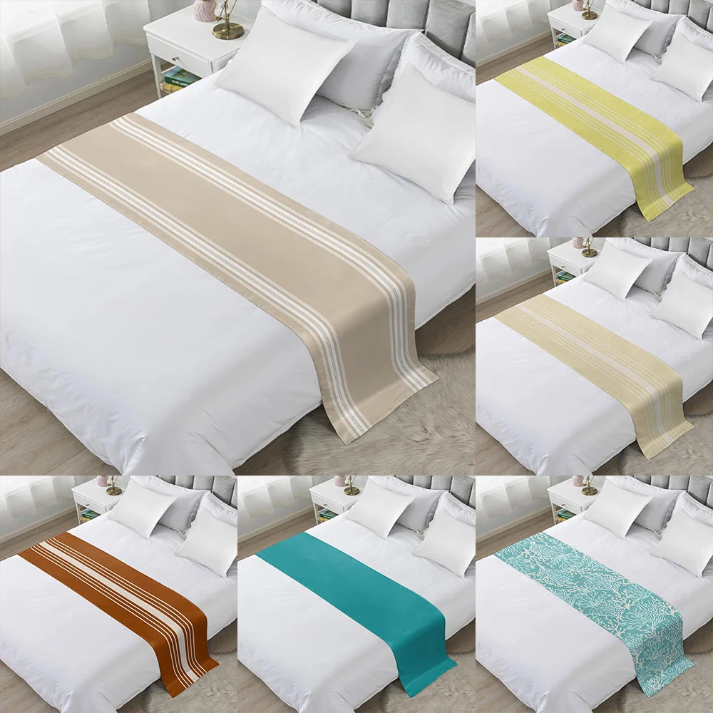 2D Flat-1pc Striped Beige Bed flag , ,Used in hotels, home furnishing, bedding accessories.