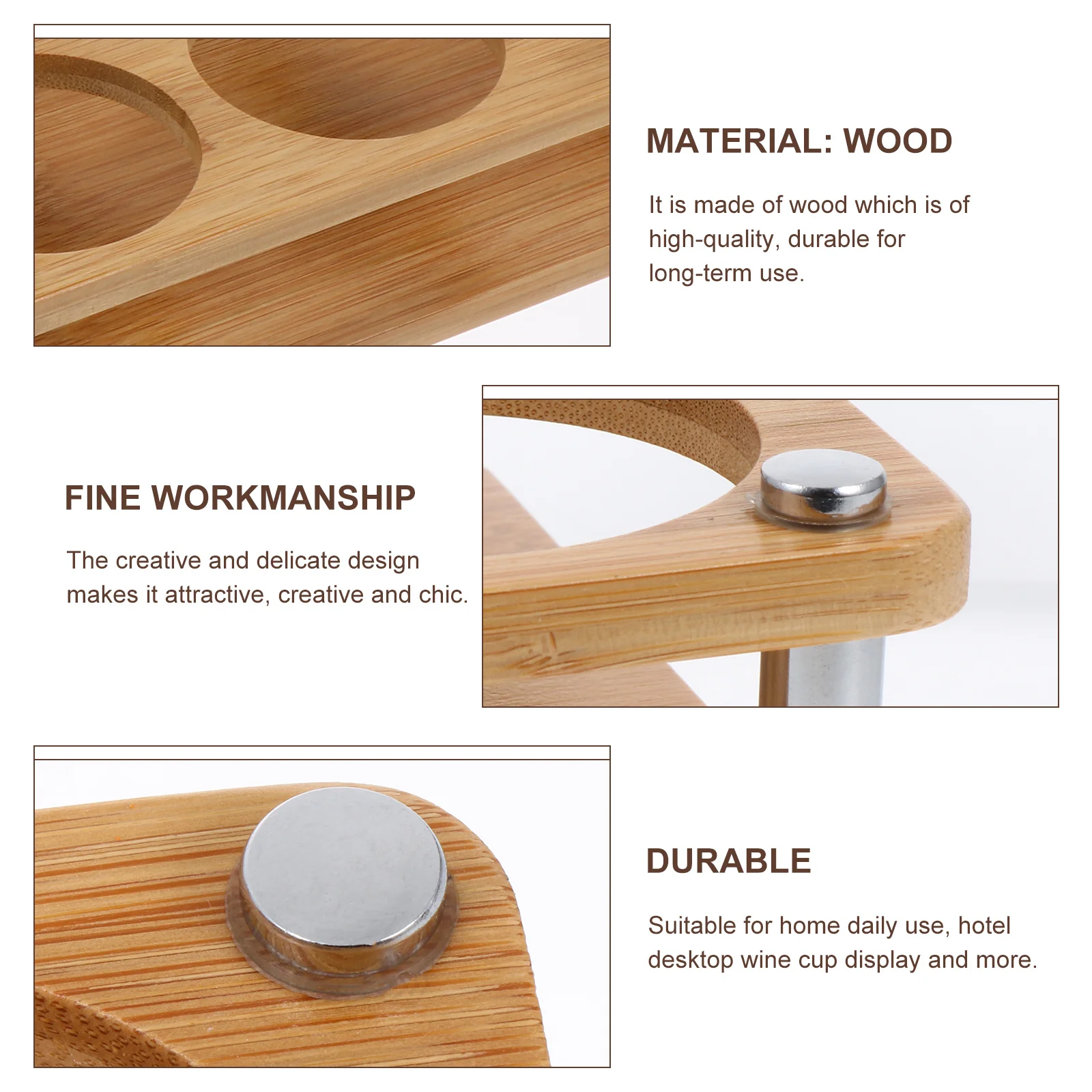 

1Pcs Wood Wine Cup Holder 6 Holes Coaster Rack for Red Wine Cup Storage Display Home Office Bar Party Use 6 Holes Coaster