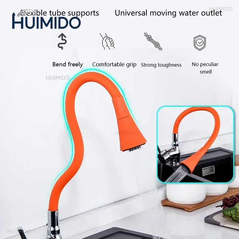 Kitchen Faucet Rotate Spring Rubber Deformation Faucets Mixer Tap Hot Cold Water Iron To Sink Into The Kitchen with Filter
