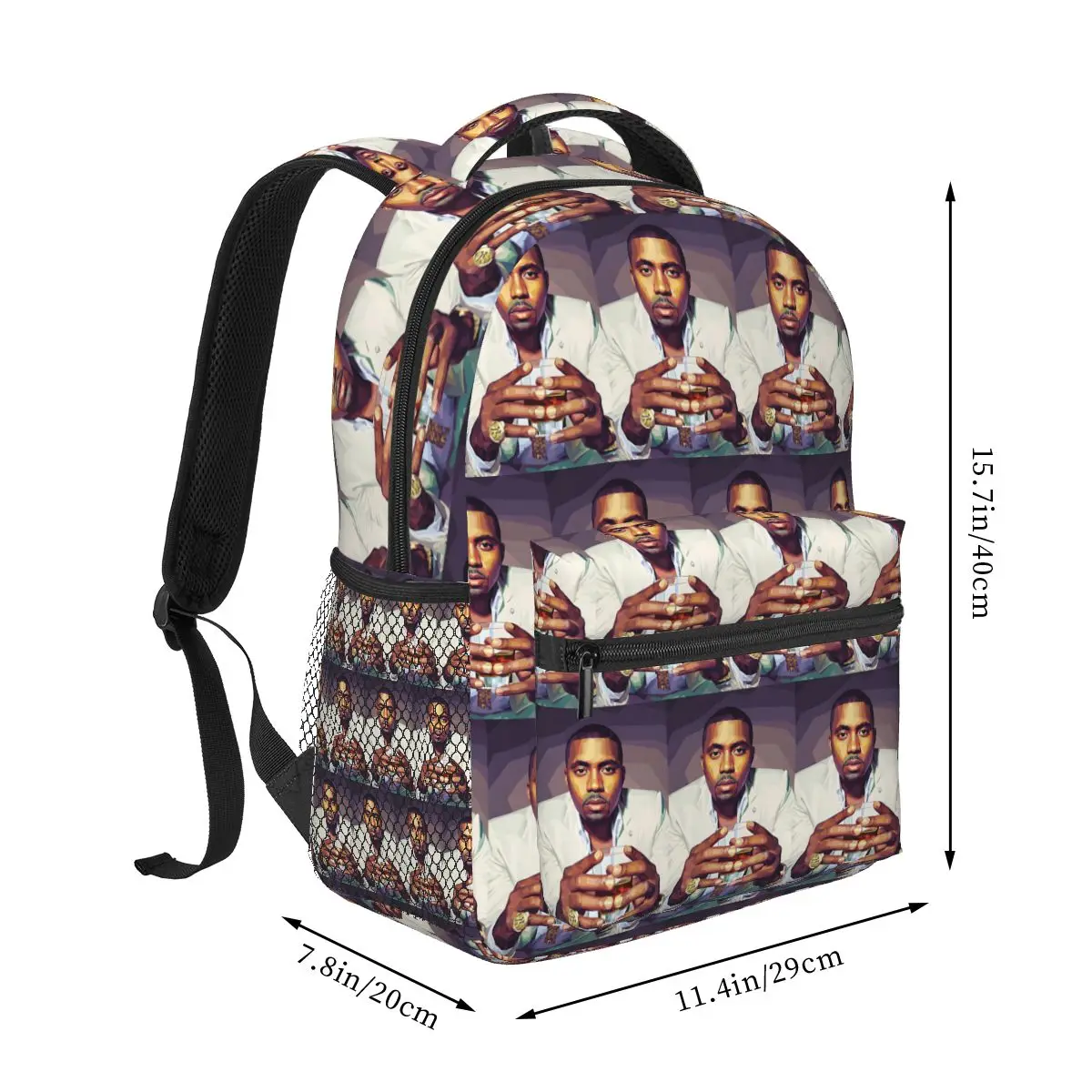 NAS Rapper Hope Vintage 1 Student Backpack School Bag Hiking Travel Daypack for Boys Girls Fashion Bookbag Shoulder Bags