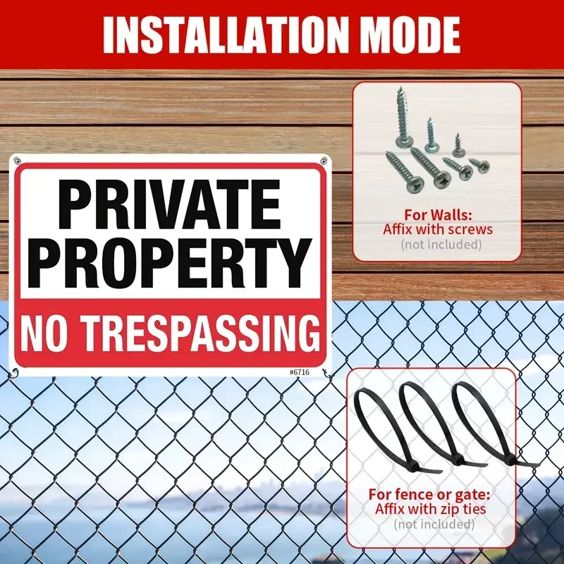 1pc Private Property No Trespassing Sign Metal Signs 20x30CM  Rust Free Aluminum, Indoor & Outdoor Use