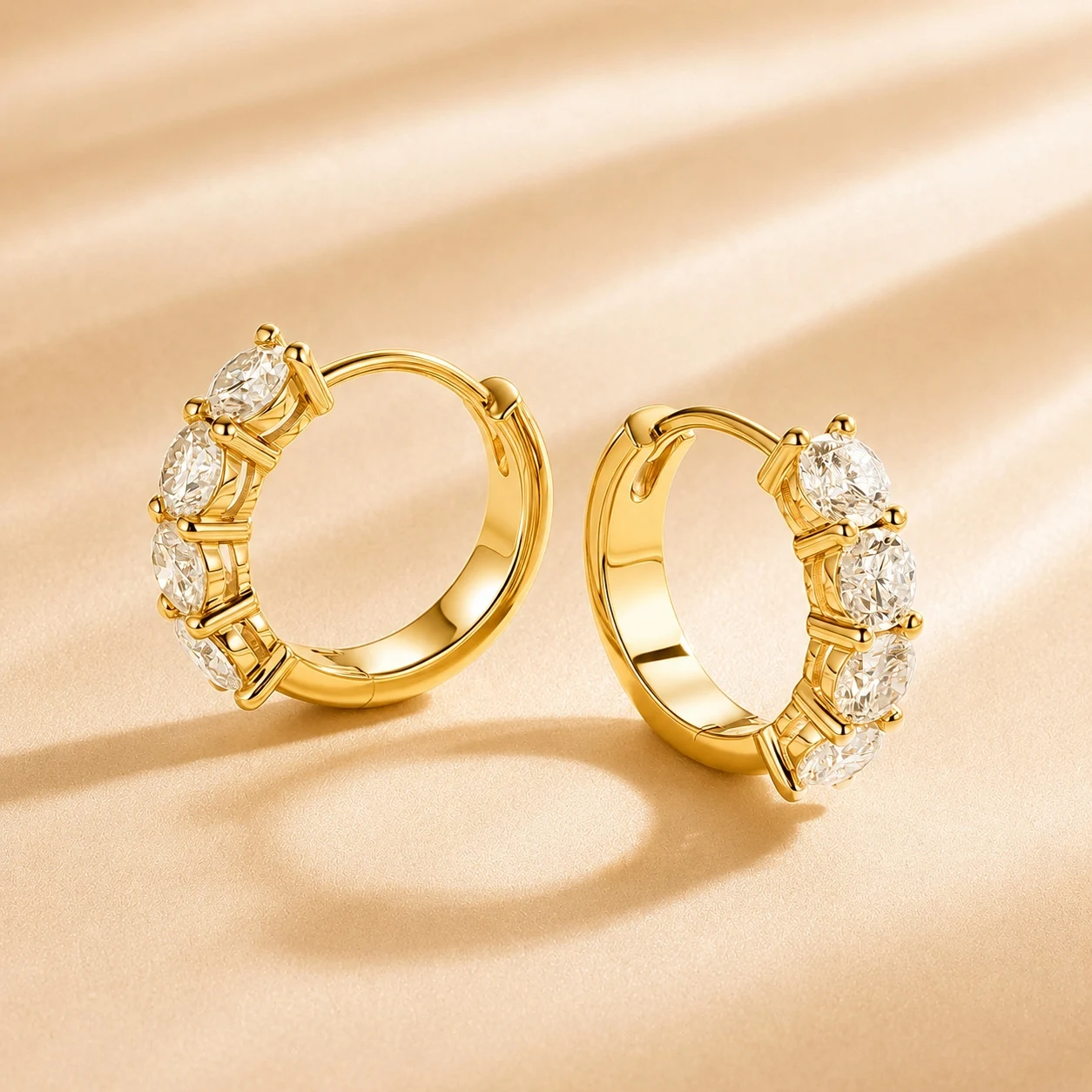 Custom Lab Grown Diamond Hoop Earrings 9K 14K Gold 2.0cttw 4mm VS Clarity D Color Anniversary Engagement Fine Jewelry for Women view 2