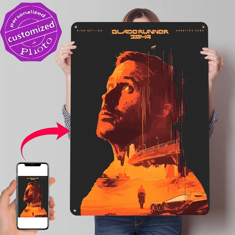 Blade Runner 2049 Art 3D Texture Printed Poster Custom Vintage Metal Tin Plate Sign for Wall Art Bar Accessories Room Decor Home