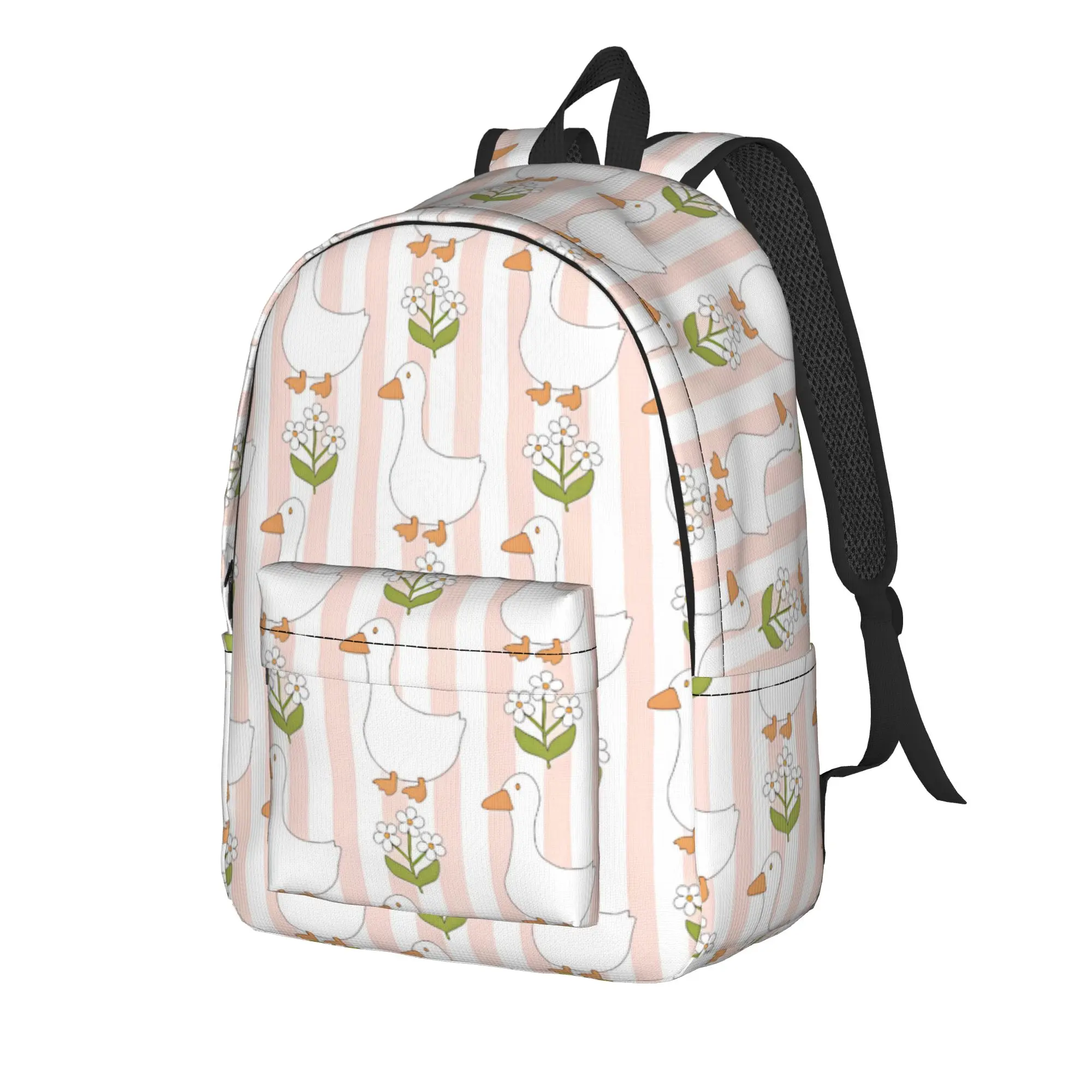 Cute Spring Cottagecore Goose Backpack  Student Unisex Polyester Camping Backpacks Soft Streetwear School Bags Rucksack