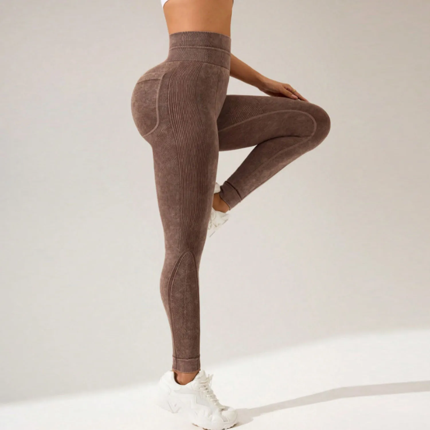 Dames Gymleggings met zakken Elastische fitness Atletische training Yogabroeken Oefening Leggins Outdoor Sportleggings
