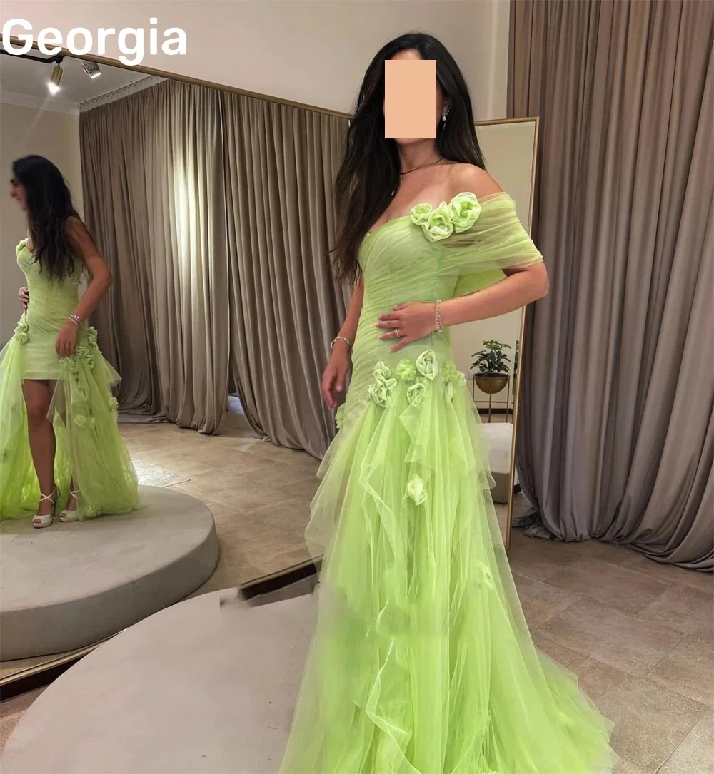 

Customized Birthday Dresses Luxury Column Off-The-Shoulder Neckline Floor-Length Zipper Up Flowers Wedding Party Dress Women'S
