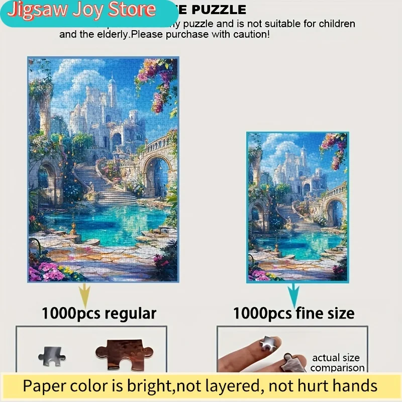 1000 Mini Puzzles Featuring a Castle Staircase And River Design - Scratch-Resistant And, Designed for Advanced Skill Levels, S