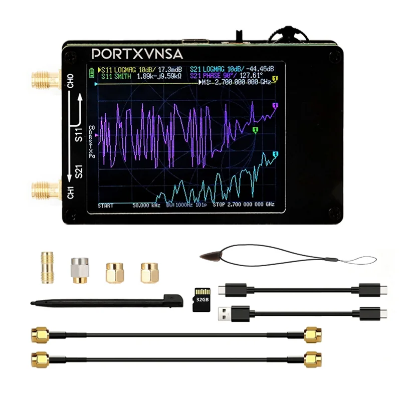 M18K-รุ่น Nanovna Plus Vector Network เครื่องวิเคราะห์เสาอากาศ 50 Khz- 2.7 Ghz MF VHF UHF อัพเกรดด้วยการ์ด SD 32G