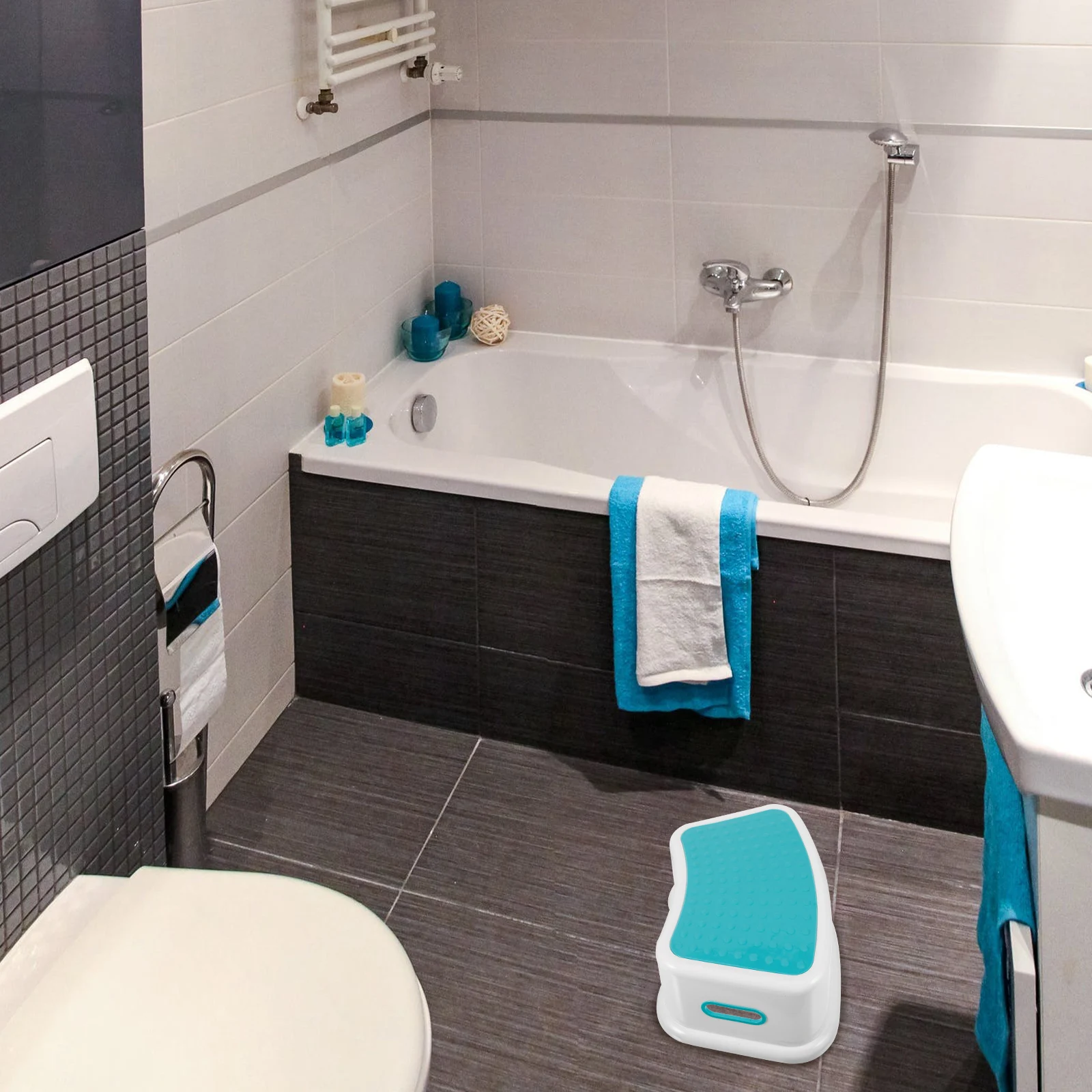 

1Pcs Plastic Toilet Footstool Bathroom Step Stool Antislip Squatting Aid for Kids and Adults Home Toilet Stool