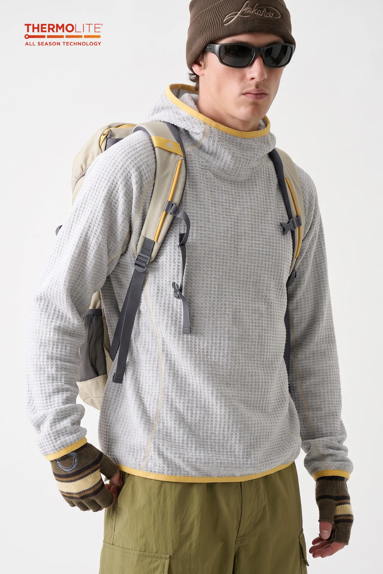 THERMOLITE ® Leichter Air-Fleece-Hoodie für Herren, Kontrastnähte, Thermo-Pullover, schnelltrocknend, Outdoor-Sport-Technik-Oberteil – Detail 12