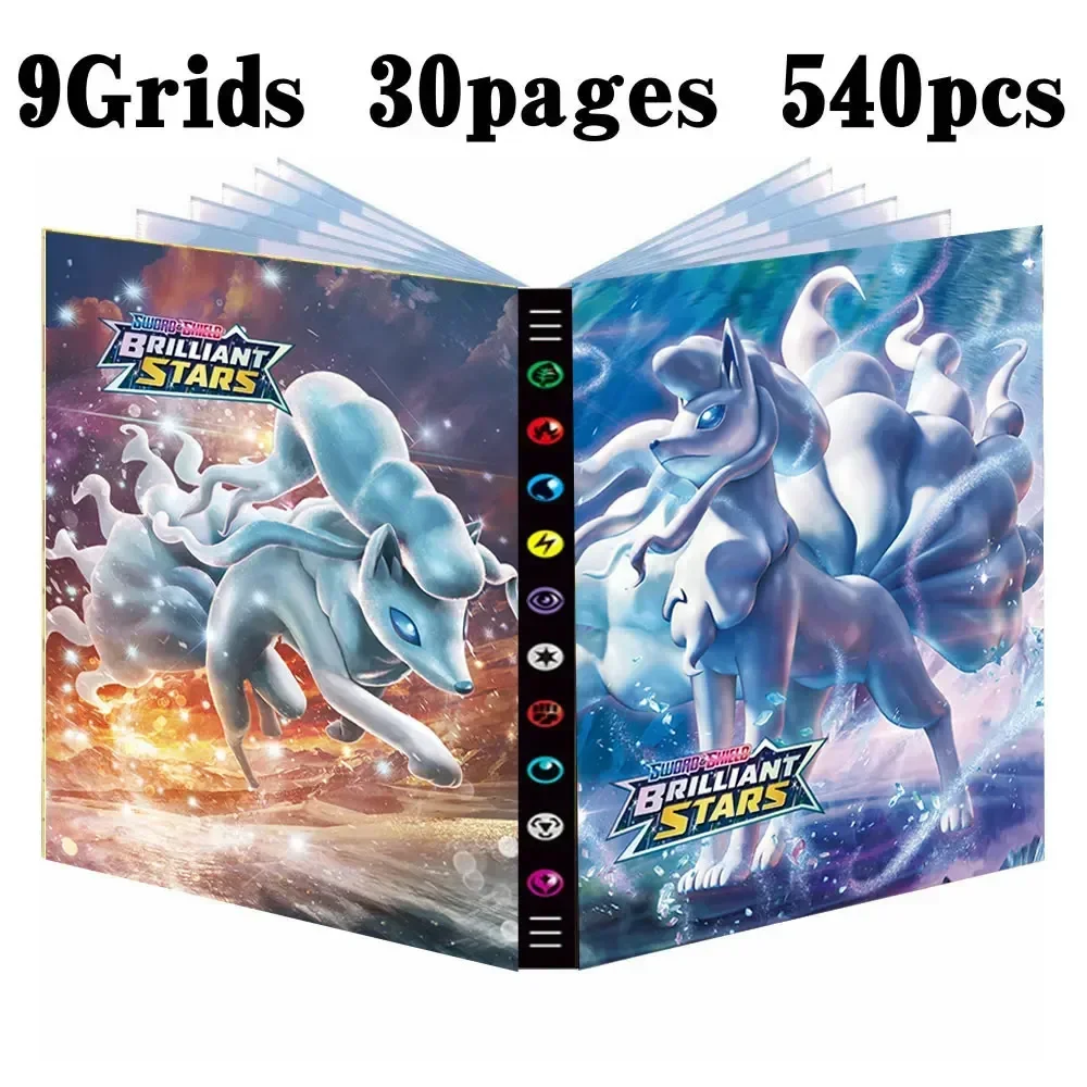 2024New Laser Charizard Squirtle Holder Binder Collections Folder Anime Card Protector Notebook Pokemones Album 540Pcs Card Book