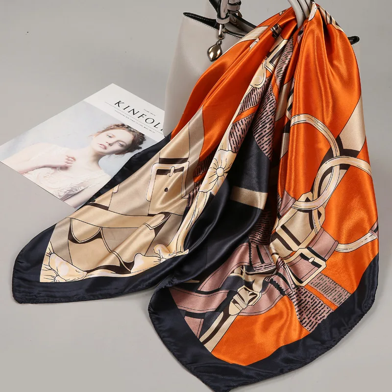 

90 Large Square Silk Scarf for Women 2025 New Spring and Summer High-End Korean Style Versatile Thin Scarf Shawl