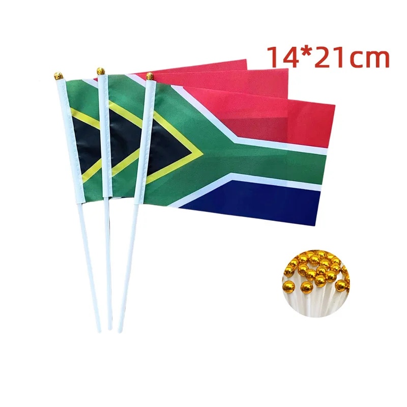 EOODLOVE 14*21cm South African Hand Flags, 10/20/50 Pcs South African National Flag African Country Handheld Deco