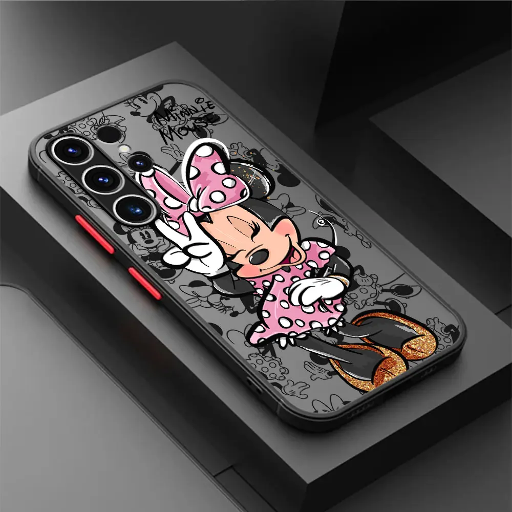 Disney Mickey Minnie Mouse etui na telefon Samsung Galaxy S23 S24 Ultra S10 Lite S22 5G S10 S20 FE S9 S21 Plus matowa obudowa