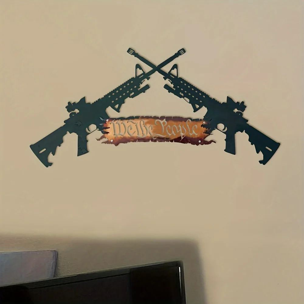 CIFBUY Metal Wall Art Patriotic Arms Retro Plaque For Home Bar Kitchen Office Decor Iron Hanging Signage Ornament