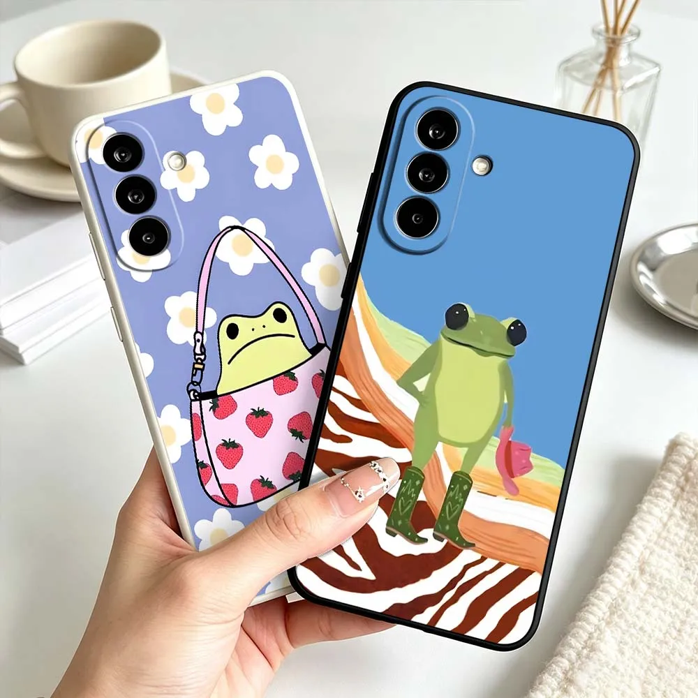 Stylish Frog Pattern Cover For Samsung Galaxy A56 A55 A54 A53 A51 A50 A36 A35 A26 A20e A17 A16 A07 A06 A05 Phone Case