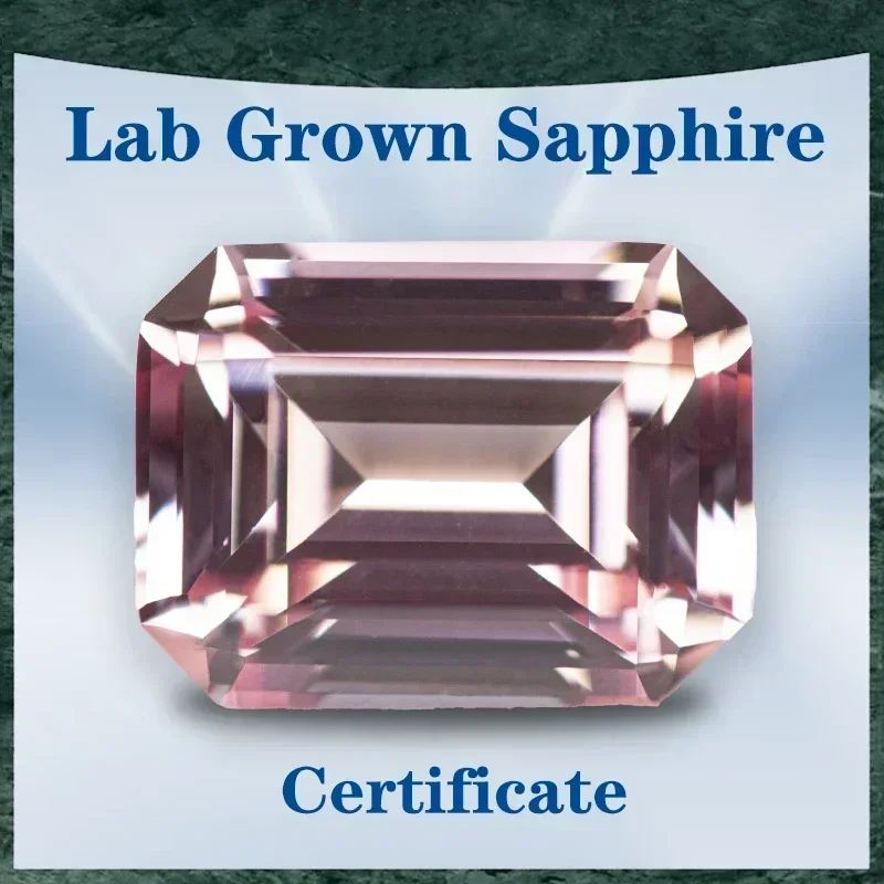 

Lab Grown Sapphire Sunrise Pink Color Emerald Cut VVS1 Selectable AGL Certificate Gemstone Charms DIY Jewelry Making Materials