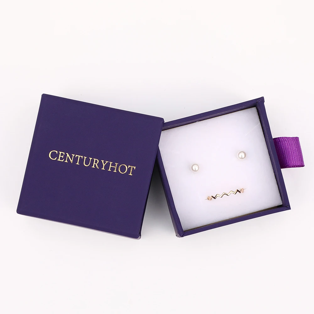 6x6x3.5cm Dark purple color Cardboard Jewelry Box High Quality Krafty Paper Handmade Package Drawer Boxes With Custom Logo