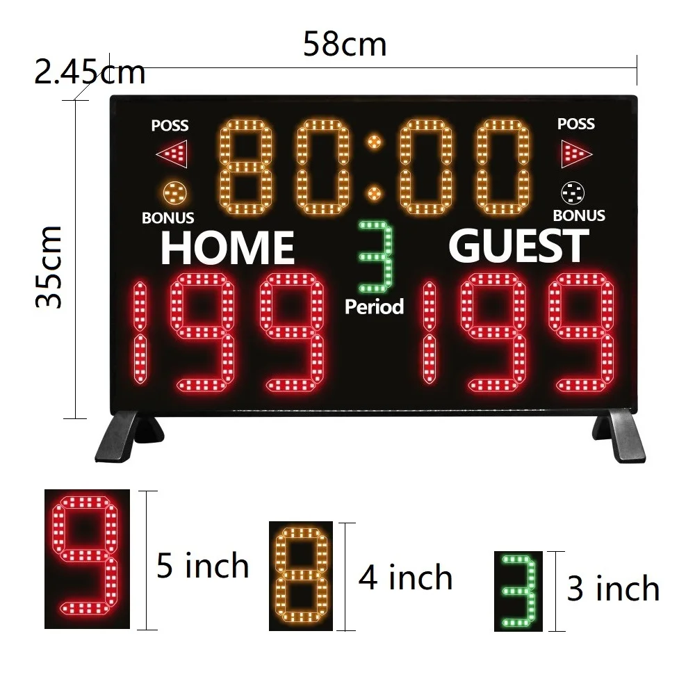 GX Upgraded Professional Electronic Digital Scoreboard For Basketball With Remote Control & Double-sided LED Scoring Display