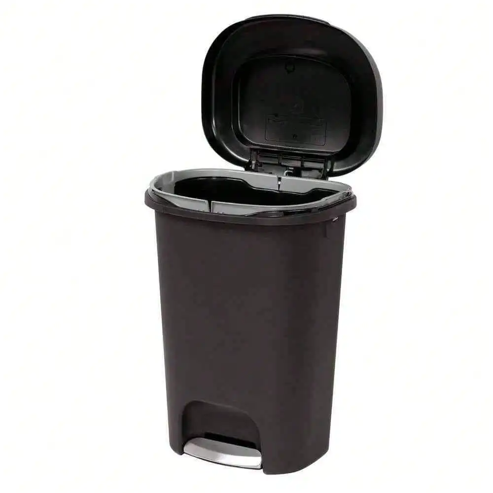 

Black Foot Pedal Trash Can 13 Gallon Garbage Bin Waste Basket