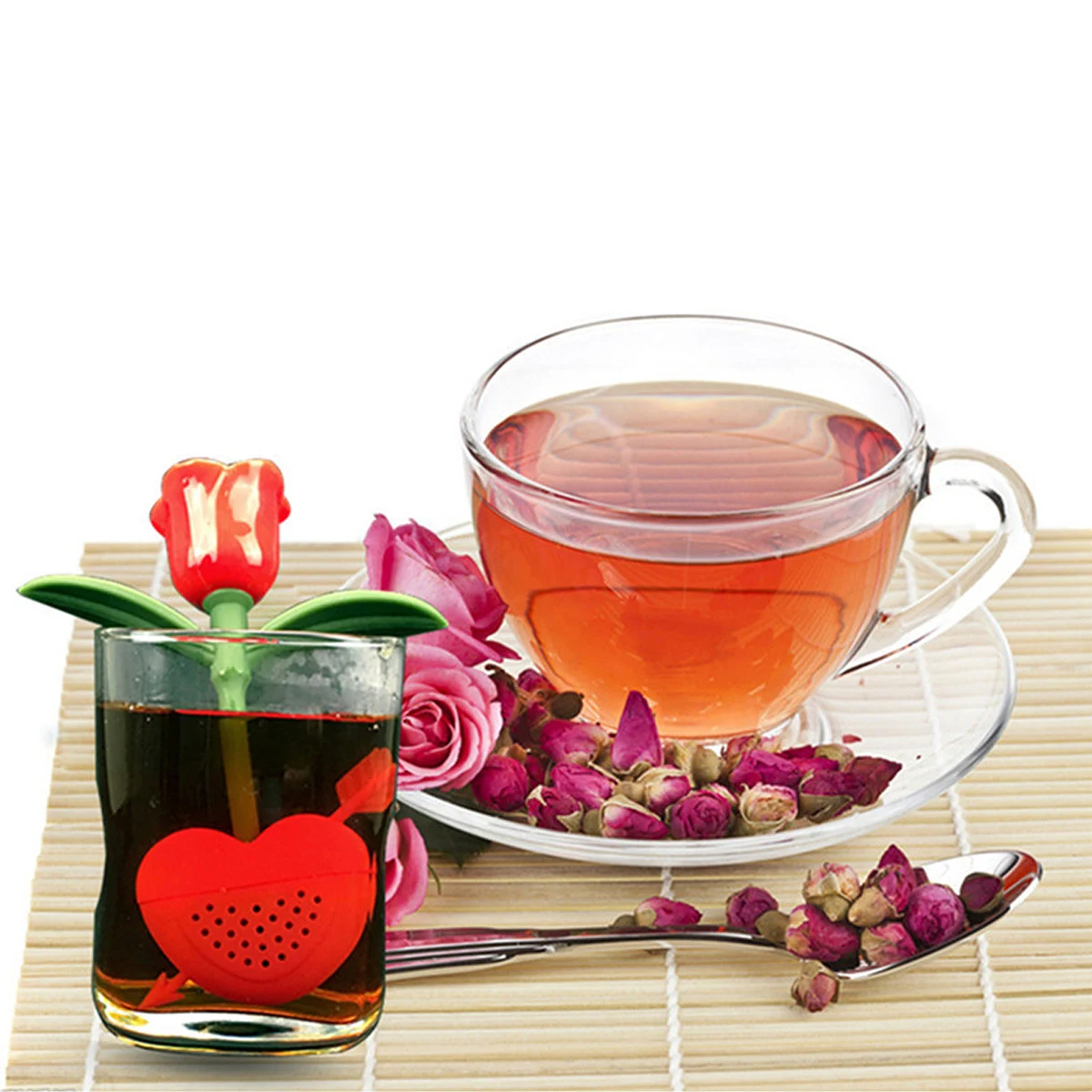 

Silicone Rose Flower Filter Reusable Bag Strainer Loose Leaf Tea Infuser For Family Office Teapot Teacup Food Grade Non-Toxic