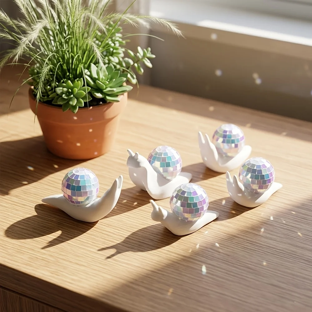 2Pcs Snail Disco Ball Sunshine Catcher Indoor Window Light Spot Refractor Creative Desktop Ornaments Home Decoration