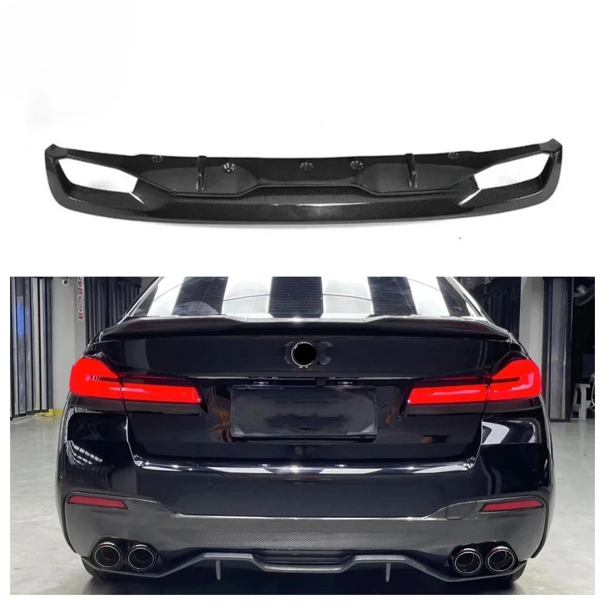 

M Tech Style Carbon Fiber Rear Bumper Diffuser For BMW 5 Series G30 2018+ With Led Light Diffuser