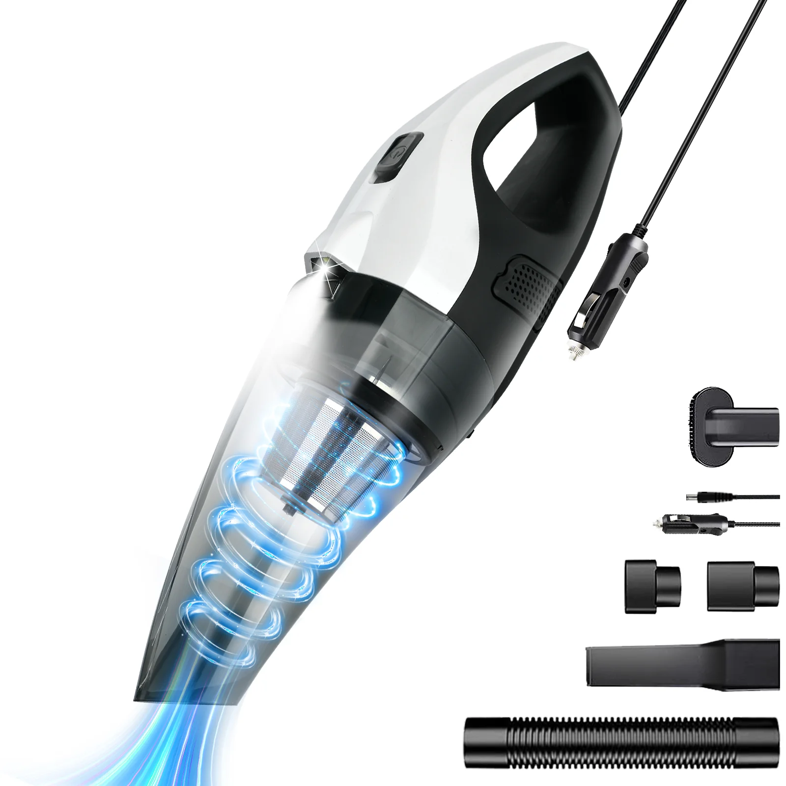 Wet And Dry Small Family Car Dual Use Strong Suction Mini Vacuum Cleaner Portable Car Vacuum Cleaner With Lighting