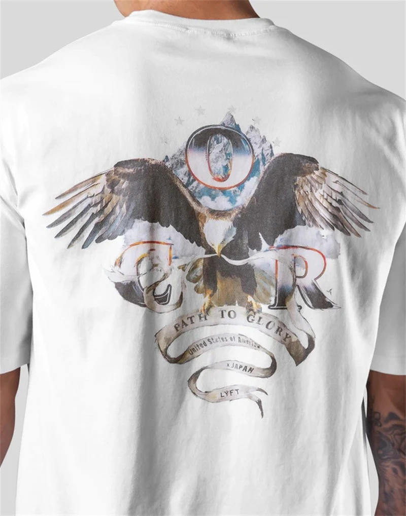 Best summer LYFT collaboration men's oversized cotton short-sleeved T-shirt, short-sleeved off-shoulder top