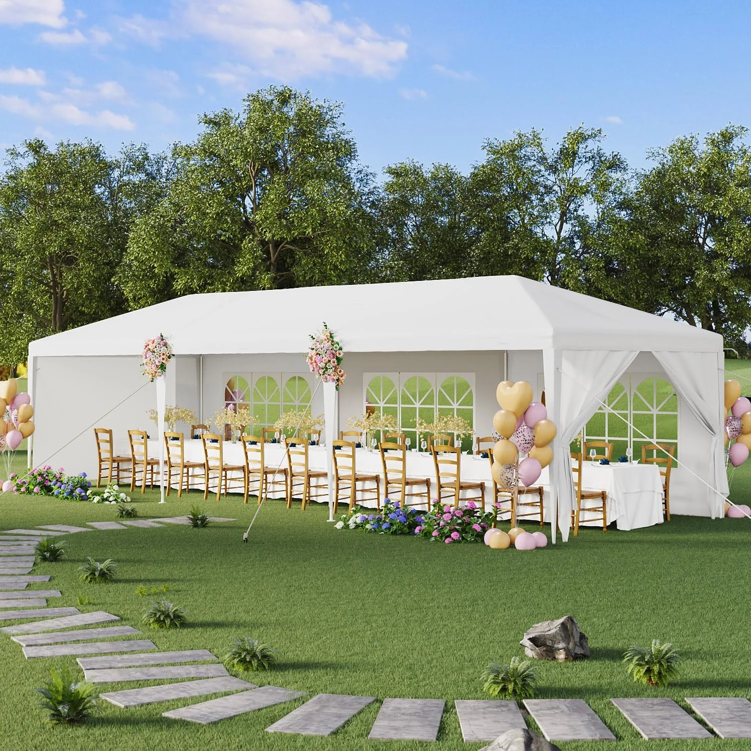 Party Tent Outdoor Wedding Canopy Tent with Removable Sidewalls, Waterproof Heavy Duty Gazebo Shelter for Parties BBQ Events Garden Backyard Patio