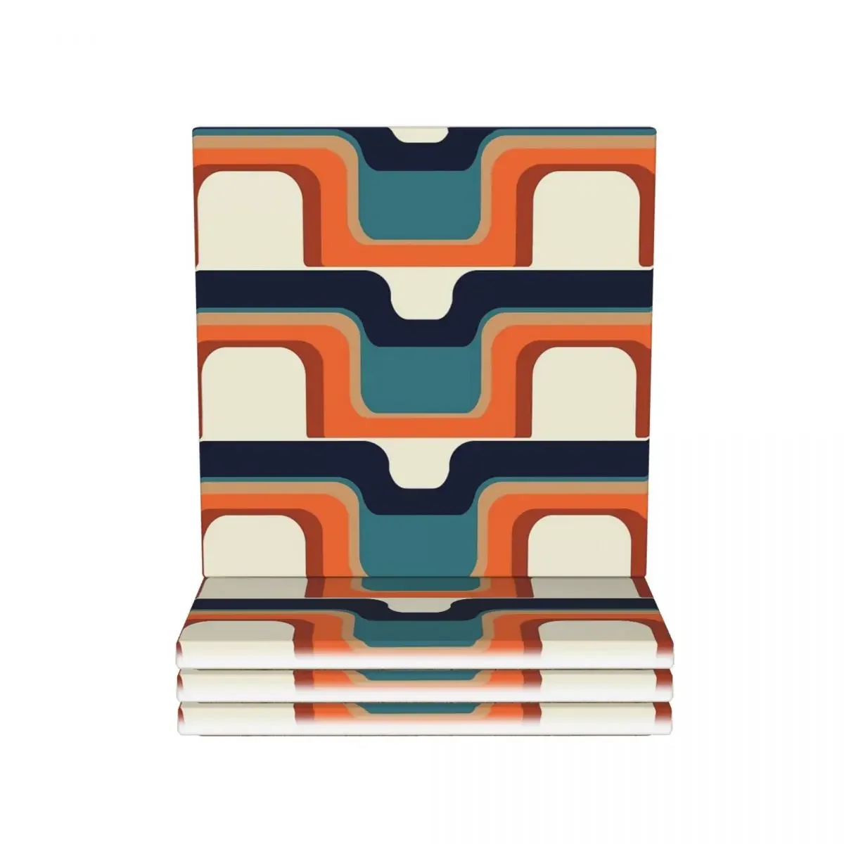 Mid-Century Modern Meets 1970s Orange And Blue Coaster Ceramics Hot Pad Table Decoration For Kitchen Dining Table Mat Coffee Mat