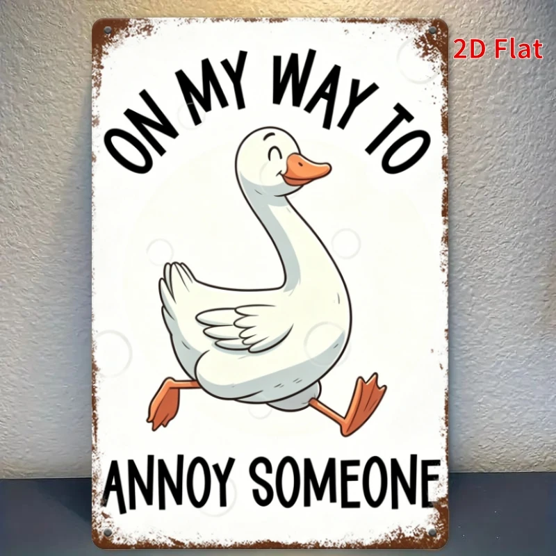 2D Flat - 2D FLAT, 20X30Cm Thickened Iron Retro Iron Painting, 1pc I Want to Annoy Someone Duck Theme Vintage Metal Sign Iron