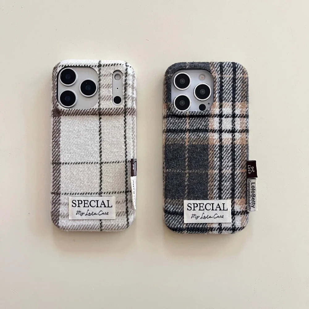 

Тканевый чехол с теплым клетчатым узором для iPhone 17 Pro max 16 Pro 14 15 13 Pro Max, мягкие нечеткие милые чехлы для Iphone 15 Pro