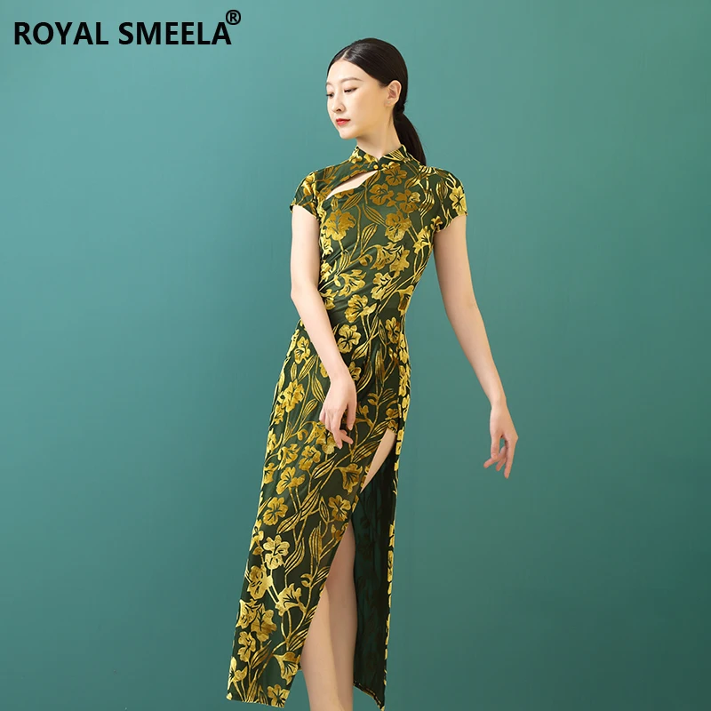 

Chinese Qipao Dress Slit Chinese Cheongsam For Women Green Cheongsam Dresses
