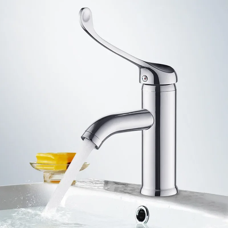 Public Basin Faucet Chrome brass single lever Super long basin faucet hospital use tap school use mixer decked