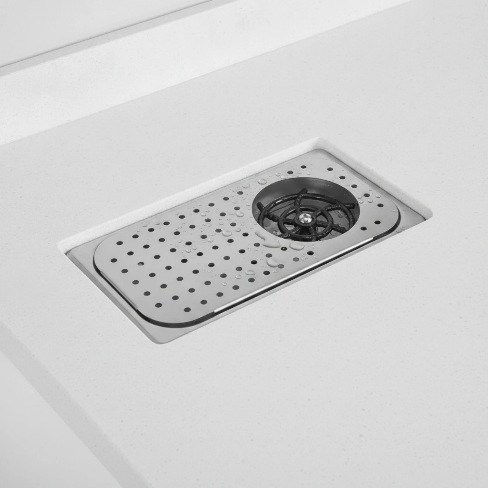 Bar Cup Washer with Perforated Panel Slim-Profile Inset Cup Washer Bar Glass Rinser High-Pressure Countertop Glass Rinser