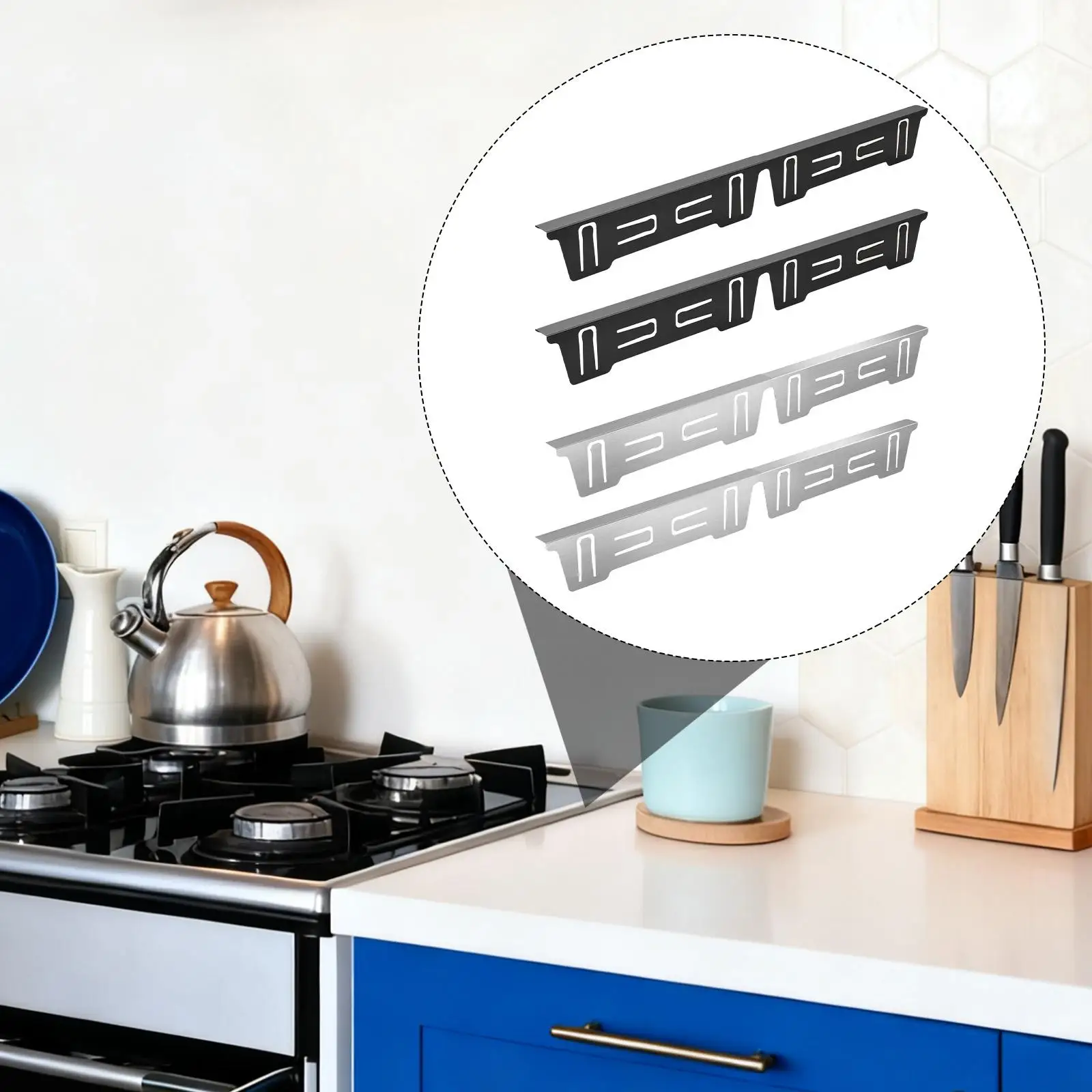 2x Stove Gap Covers Stainless Steel Easy Clean Protection Adjustable Length Range Trim Kit