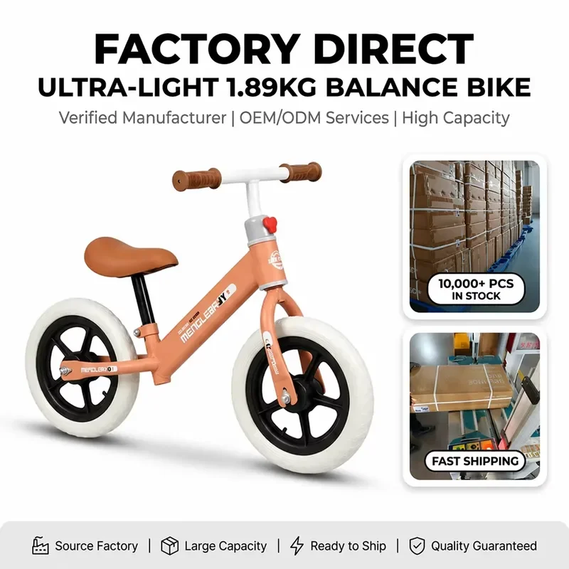 Custom Packaging Toddler Push Bike Lightweight Steel Frame Anti Rollover Factory OEM Service Kids Balance Bike
