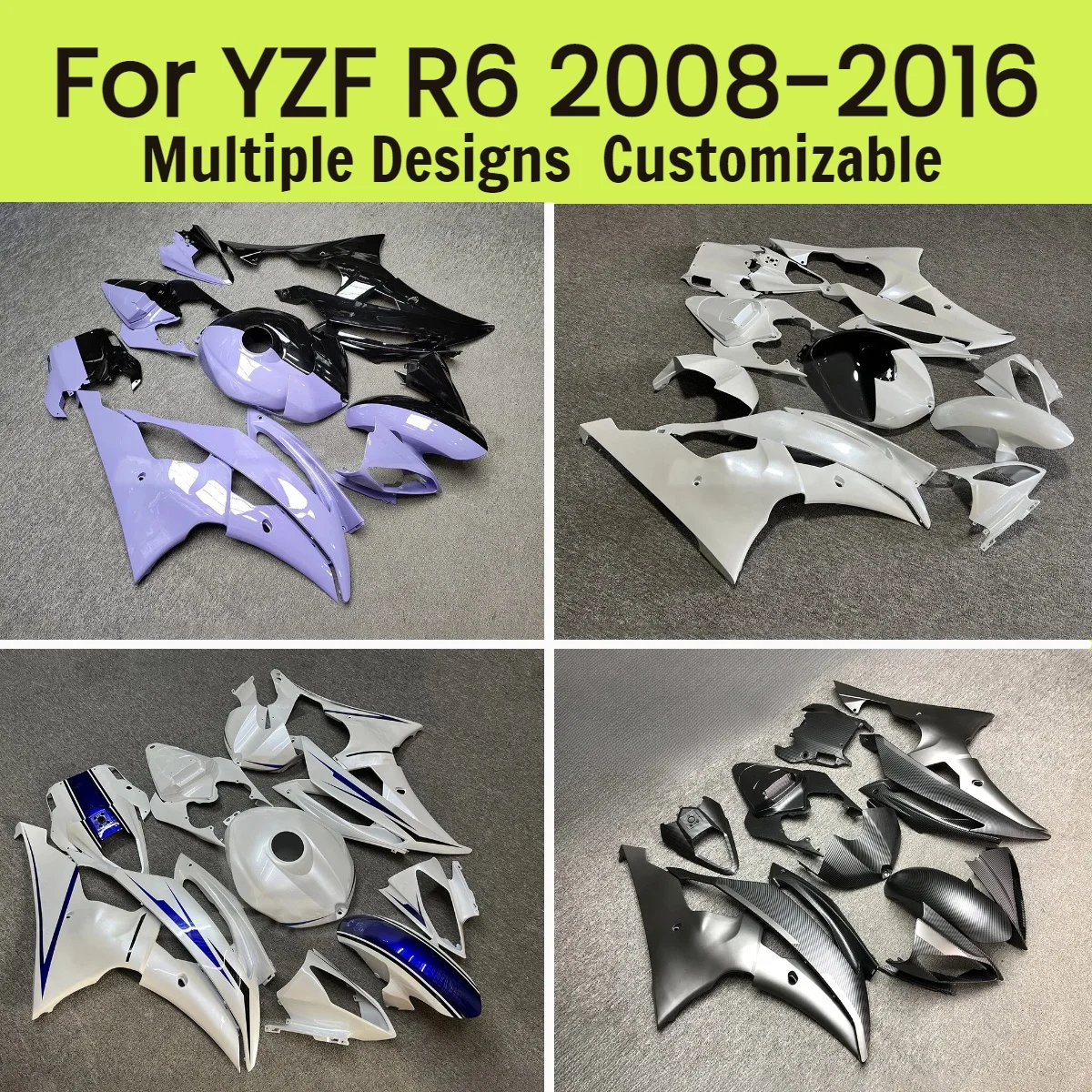 

For YAMAHA YZF R6 2008-2016 New Style Fairings YZFR6 08-16 Customizable Motorcycle Bodywork Fairing Kit Fit