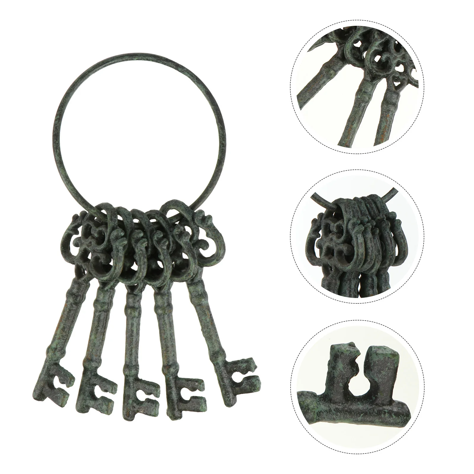 

Vintage Cast Iron Key Ring Bronze Iron Chain For Home Decor Wall Ornament Garden Decoration Secret Chamber Adventure Props