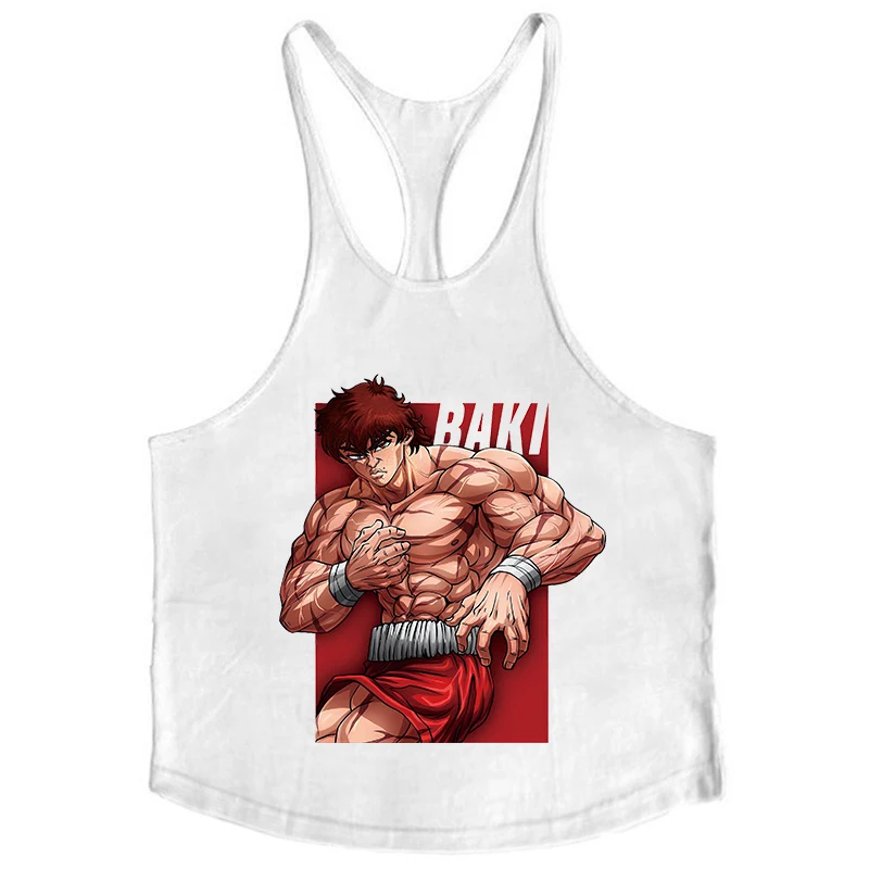 Baki 그래픽 코튼 탱크 탑 남성용 여름 민소매 Y 백 조끼 체육관 근육 훈련 운동 운동 언더 셔츠 Activewear