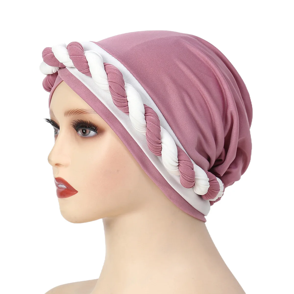 Muslimische Frauen Braid Kreuz Turban Hut Kopftuch Chemo Kappe Beanie Hijab Bandanas Kopfbedeckung Haarausfall Kopf Wrap Indische Turbante Mujer