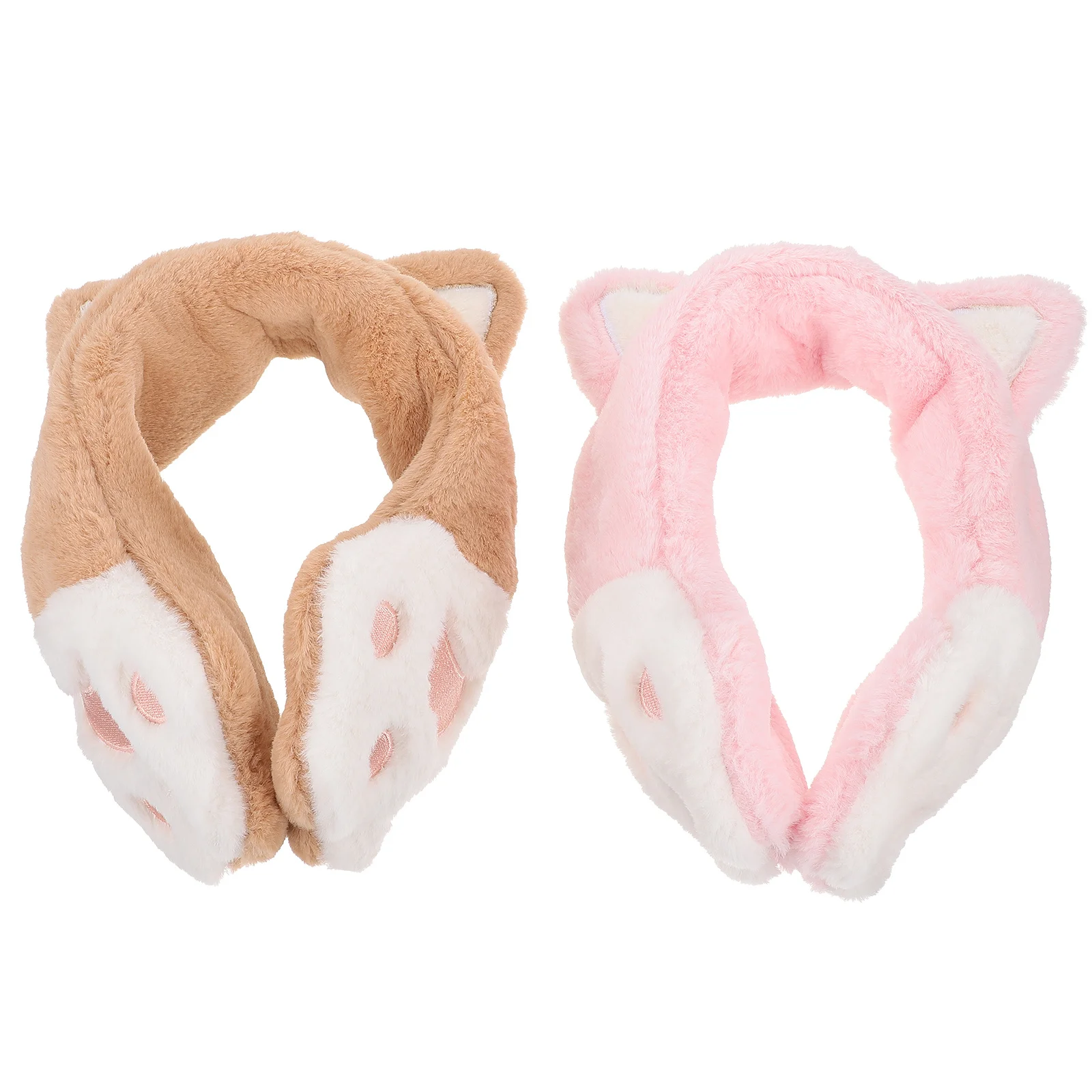 2 pièces chat chaud cache-oreilles dessin animé conception hiver cache-oreilles unisexe protecteurs d'oreille unisexe cache-oreilles chat cache-oreilles