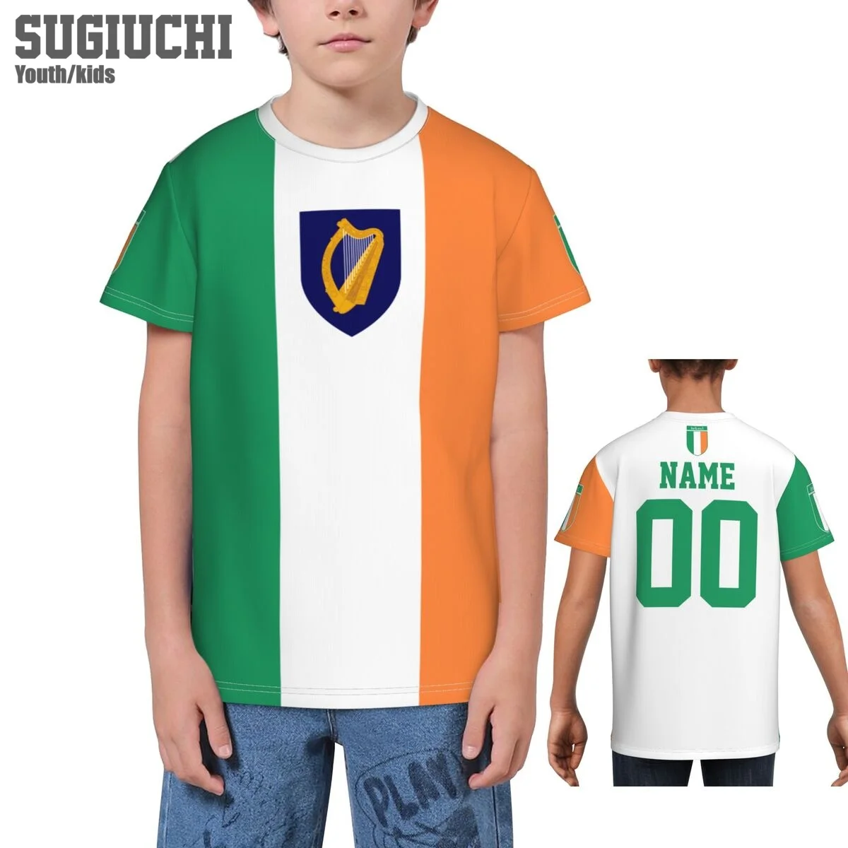 

Пользовательское имя, номер, флаг Ирландии, эмблема, 3D футболки для детей, молодежные футболки для мальчиков и девочек, футбольные фанаты, подарочная футболка