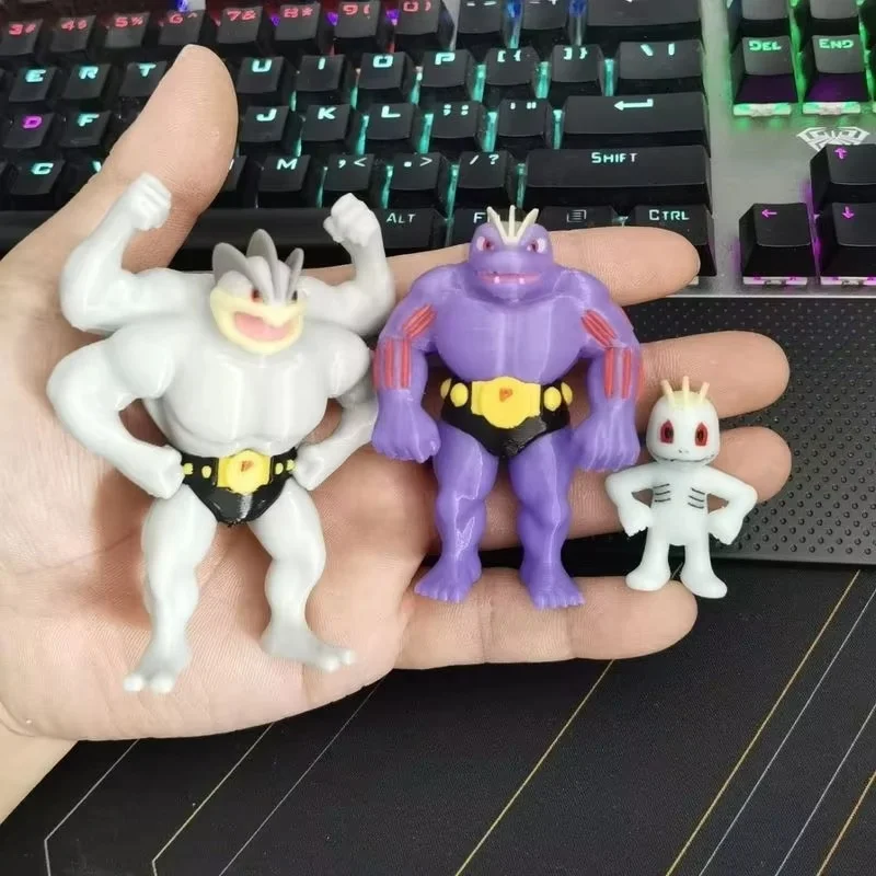 Anime Pokemon Kawaii Machamp Machoke Machop Proportion World 1:20 Diy 3D Printing  Cartoon Character Desktop Model Toys Gifts