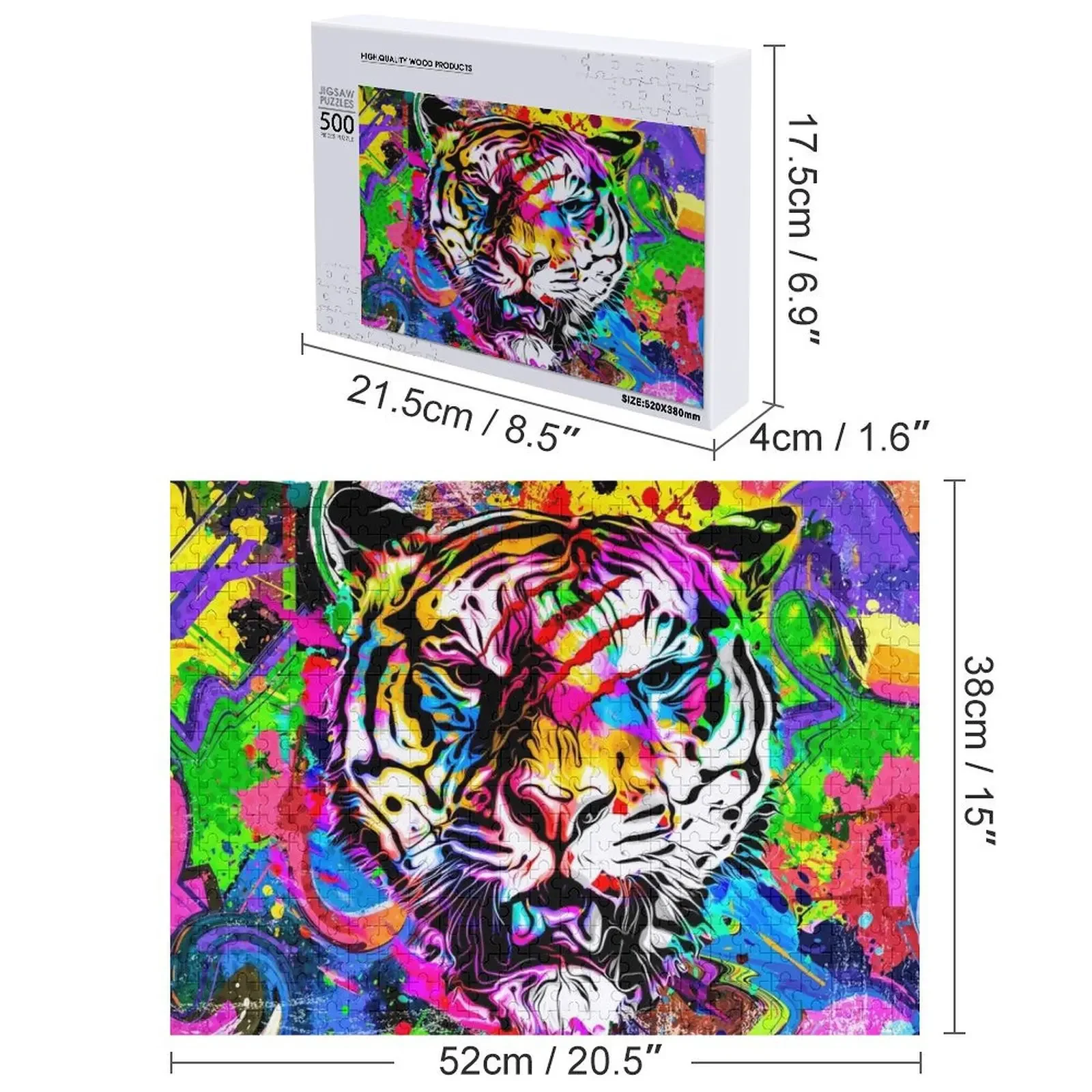 ตัวต่อจิ๊กซอว์ลายเสือหลากสี ของเล่นไม้ ของขวัญเด็กแบบกำหนดเอง ของขวัญสั่งทำพิเศษ