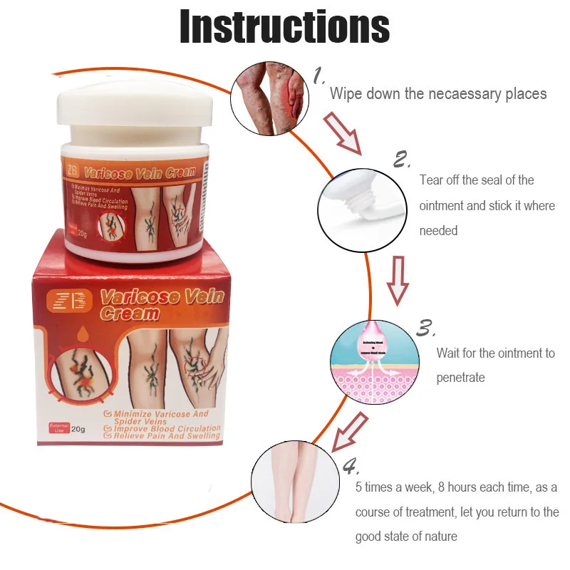 

5Pcs Chinese Natural Herbal Medicine For Treating Varicose Vascular Inflammation Massage Cream Cure Varicose Vein Ointment