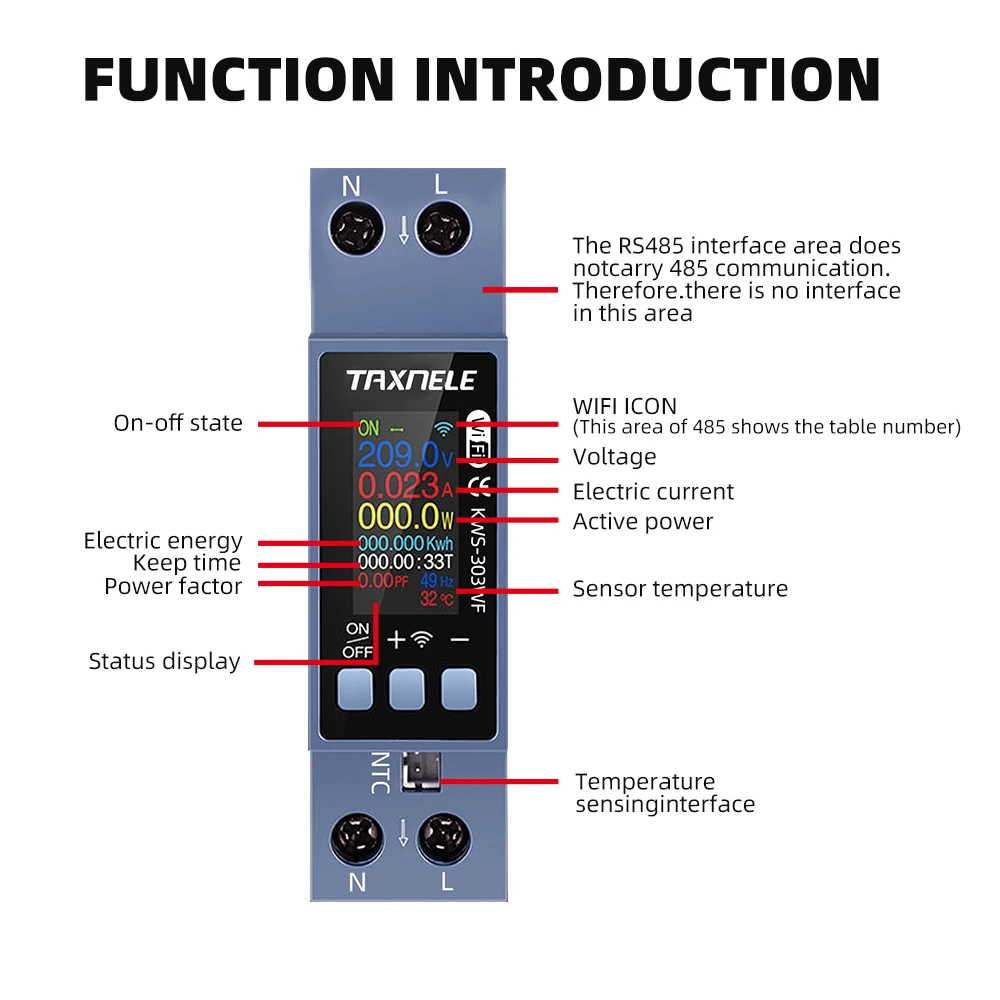 TUYA WiFi التيار المتناوب رصد 110 فولت 220 فولت أكثر من الجهد الحالي كيلوواط ساعة مقياس الحرارة الطاقة التتابع التبديل قطاع دارة #6