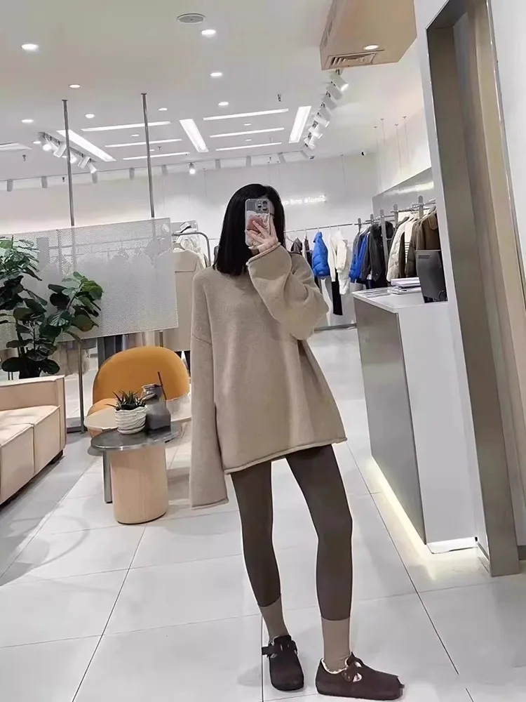 2024 delle nuove donne Thiened maglione lavorato a maglia di media lunghezza autunno inverno caldo Fing Pendolarismo Sle lungo Sve rotondo Ne Base...